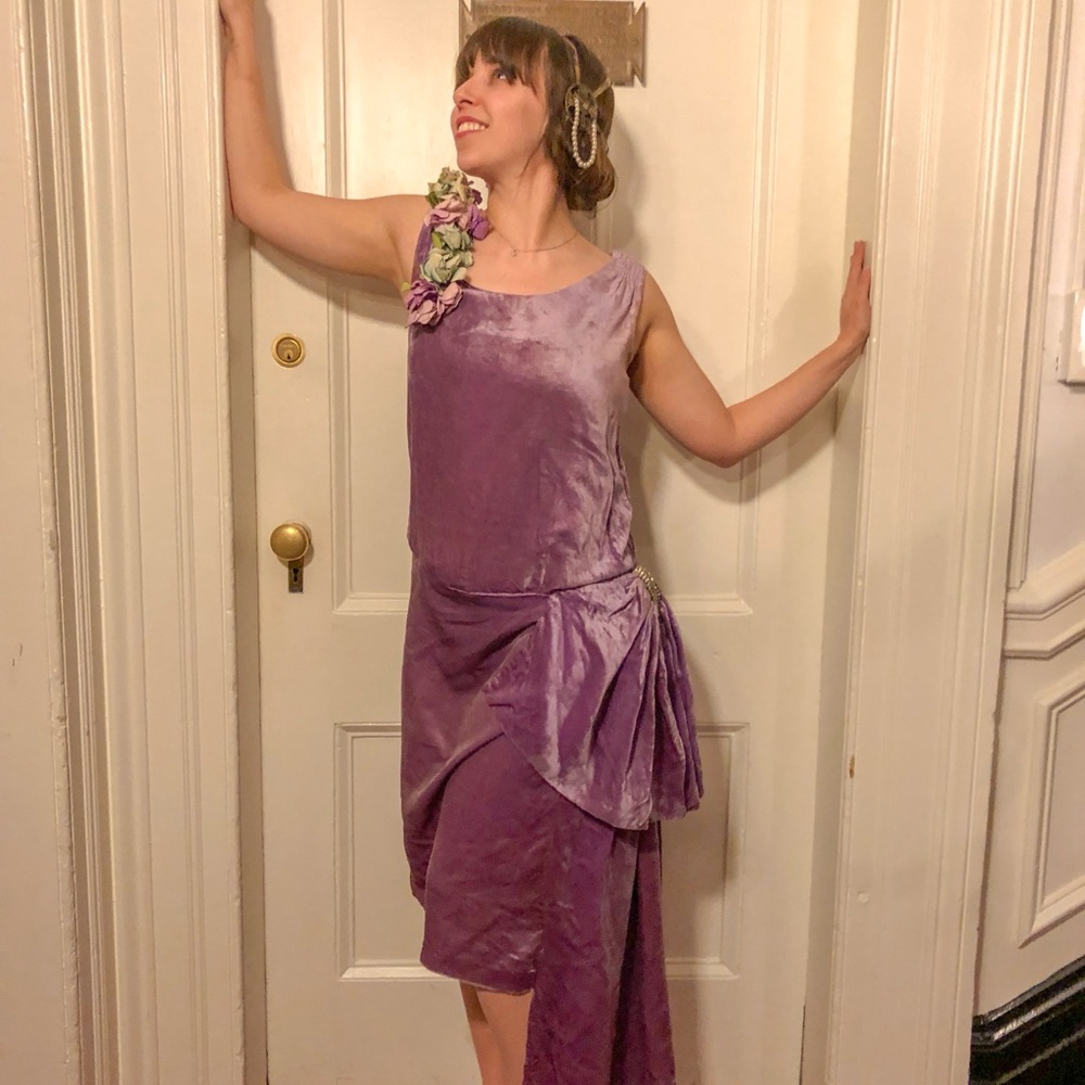 Original silk velvet 1920s flapper dress